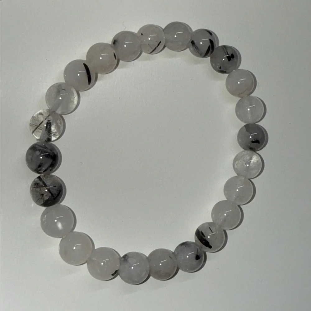 Beautiful stretchy Elegant Gray Beaded swirled Bracelet